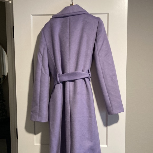 NEW ANN TAYLOR $248 POWDER PURPLE BELTED FUNNEL NECK COAT SZ misses XXS NWT - Picture 3 of 6